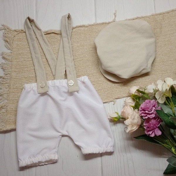 Producto - Short tiradores +boina blanco/cl 1-2m