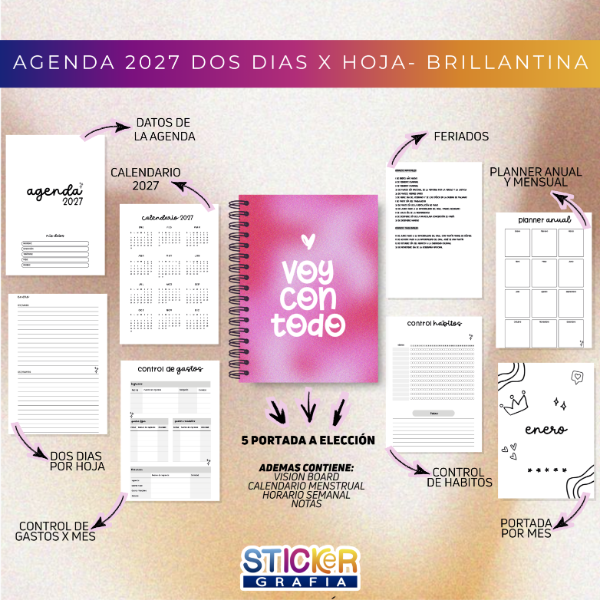 Producto - Agenda 2027 Dos Días por Hoja Brillantina