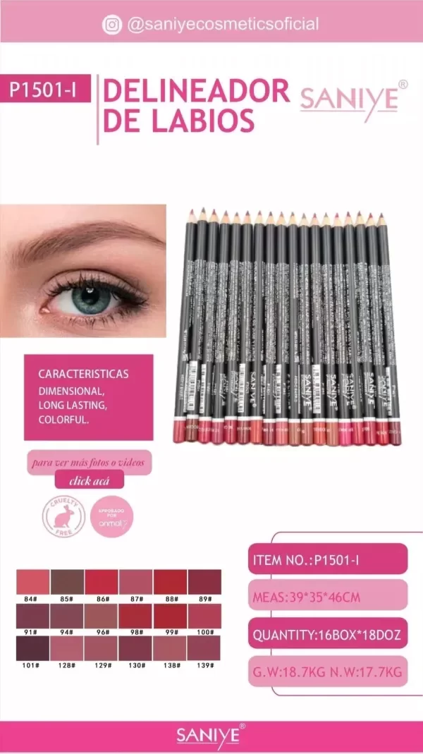 Producto - SANIYE LABIAL LÁPIZ DELINEADOR X18PCS