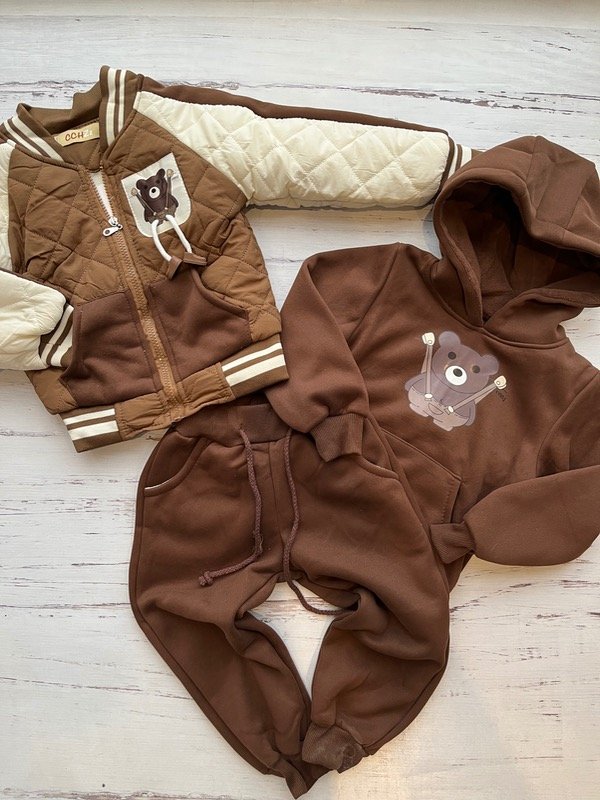 Producto - Conjunto trío campera bomber + conjunto frisado Osito 4 colores
