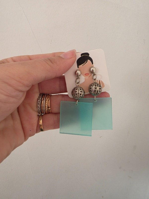 Producto - AROS  ACRILICO TURQUESA CUADRADO