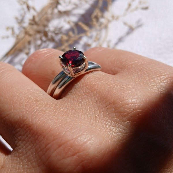 Producto - Anillo Plata 925 Granate Ajustable - 8