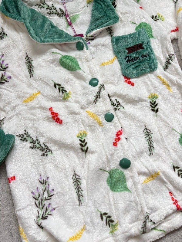Pijama polar soft camisa con botones naturaleza — imagen 3