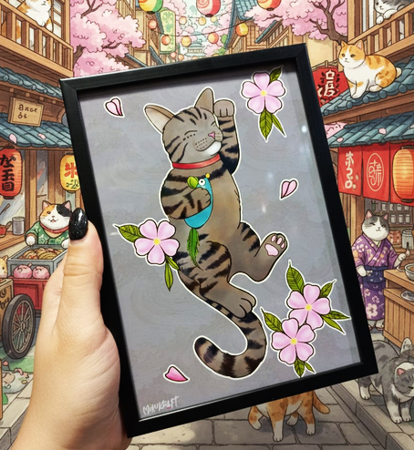 Producto - CUADRITO DE PARED - GATITO TIGRE - CHIMOKATATTOO