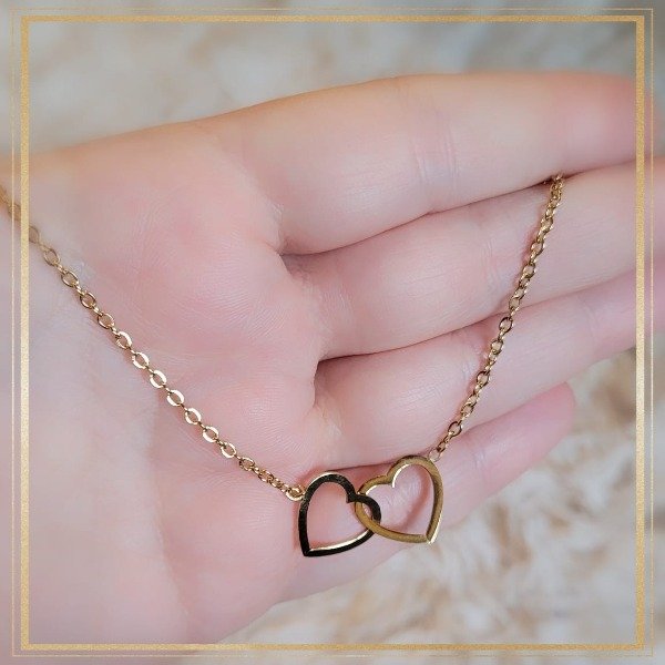Producto - Pulsera doble corazon entrelazado (Acero dorado)