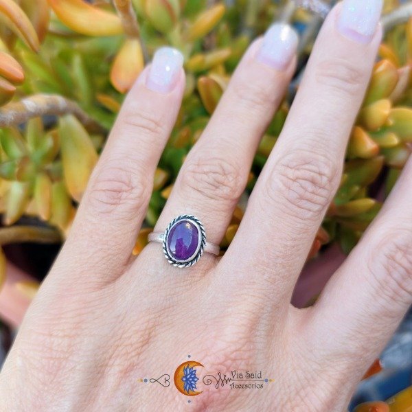 Producto - Anillo Hindú "Vanha" - Amatista (Piedra 7 x 9 mm) / Talle: 16 mm