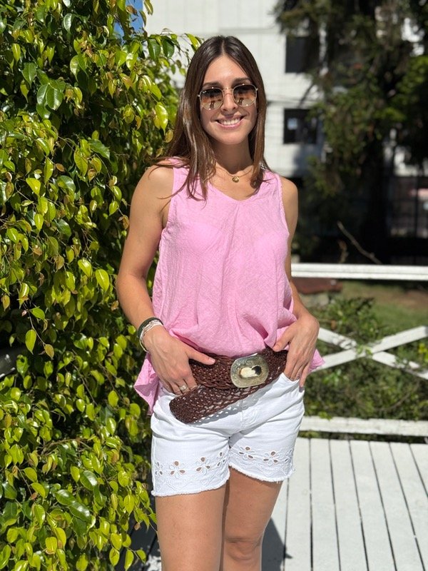 Producto - Musculosa de lino rosa