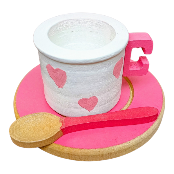 Producto - Tacitas, Platito y cuchara en MDF Set por 3