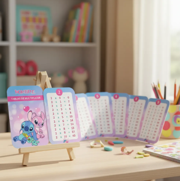 Producto - Kit Imprimible Tabla De Multiplicar Stitch Y Angel Editables