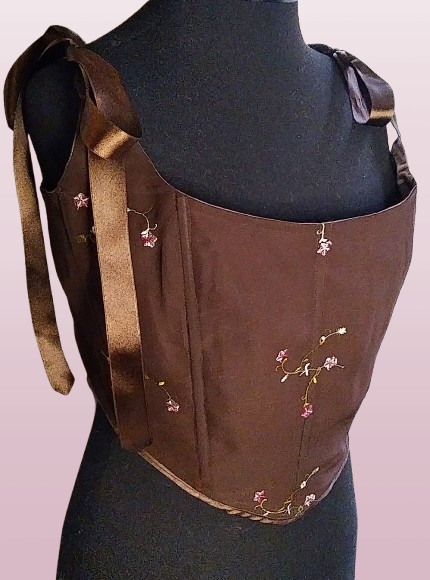 Producto - Corset Reversible en gasa y saten elastizado color chocolate. Talle L (46/48)