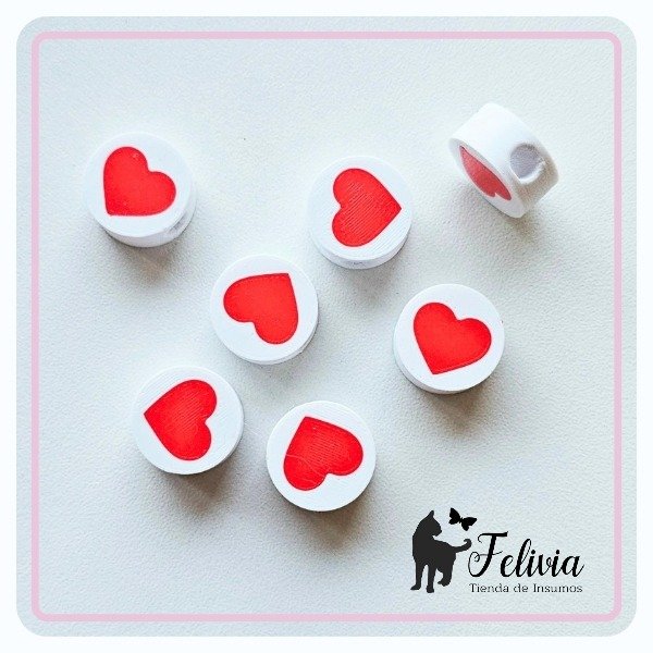 Producto - Pack cuentas pasantes Corazón rojo x 10 u.