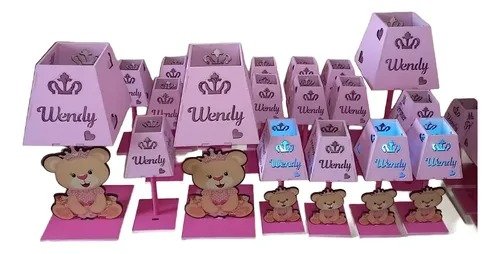 Producto - Souvenirs Decorado Ositos Mdf 20u+2 Centrales+luz Led - 5