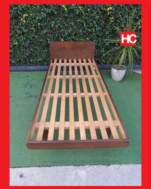 Producto - Camita de 1 plaza en madera maciza con estructura compacta y reforzada