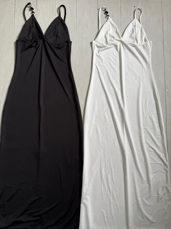 Producto - [8024] Vestido largo taza V ''Argollas'' bretel microfibra