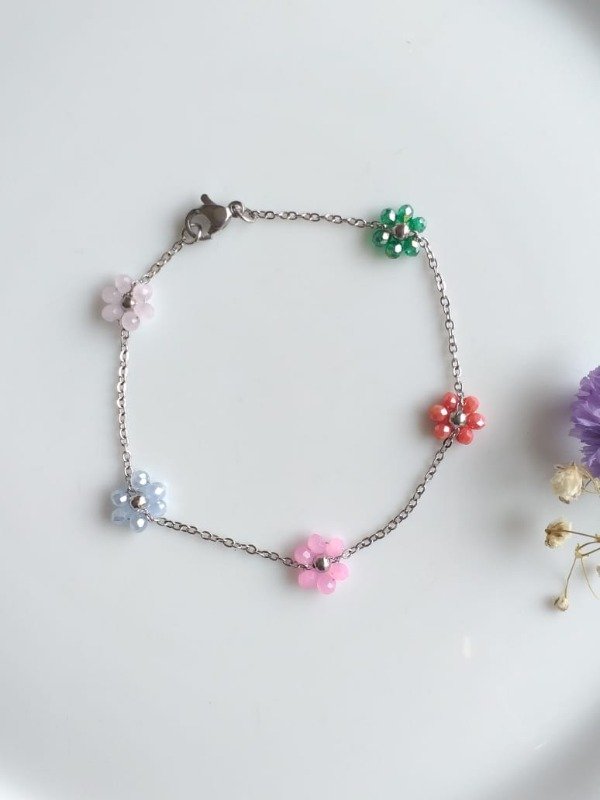 Producto - AQP0163 Pulsera Flores cristal Multicolor