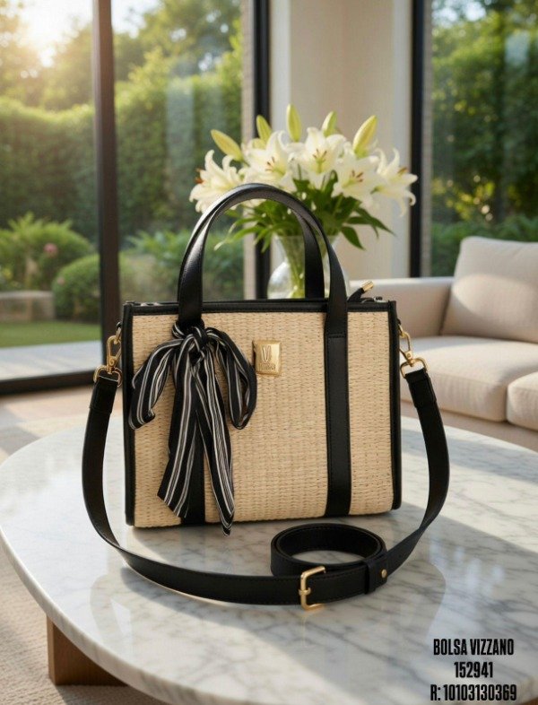Producto - Cartera vizzano rafia negra