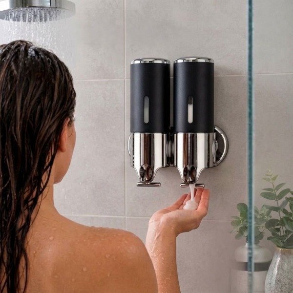 Producto - DISPENSER DOBLE JABON SHAMPOO 1000ML GEL PARED MANUAL - 1
