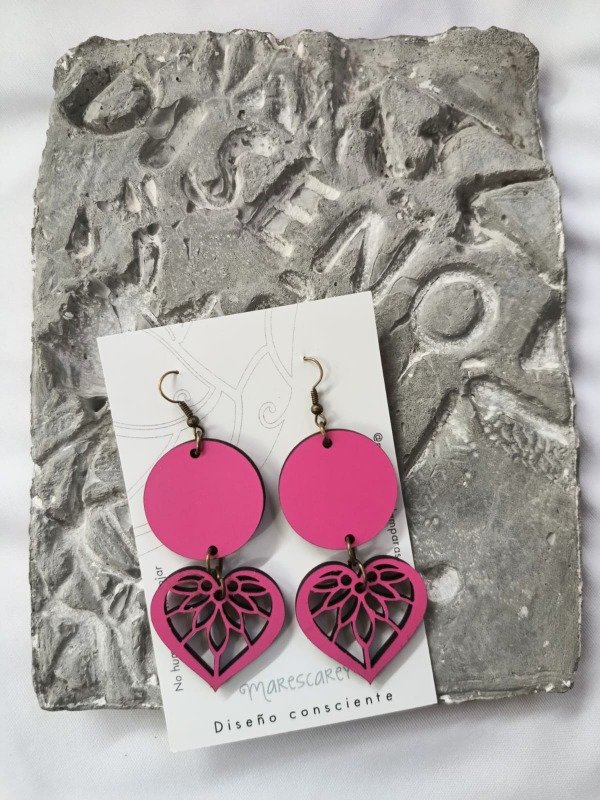 Producto - Aros Corazón Enérgico / Fucsia Power