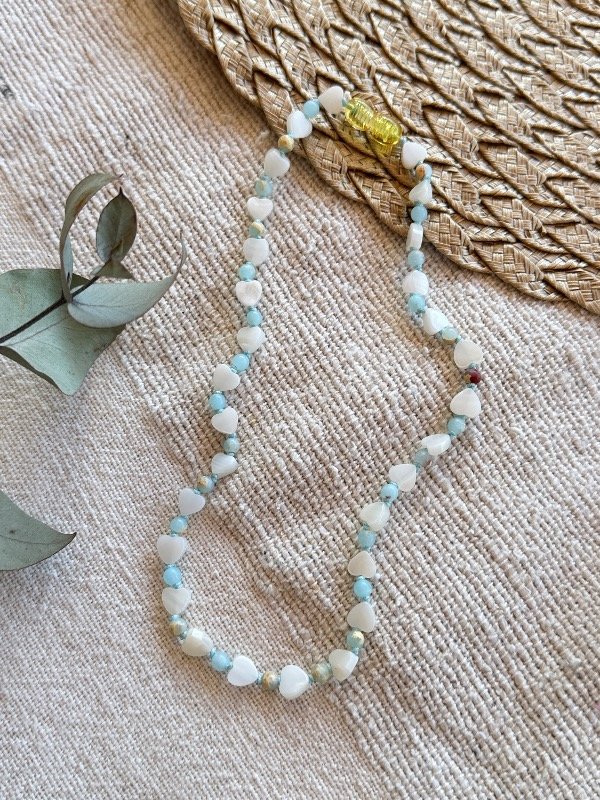 Producto - Collar corazon de Nacar + larimar