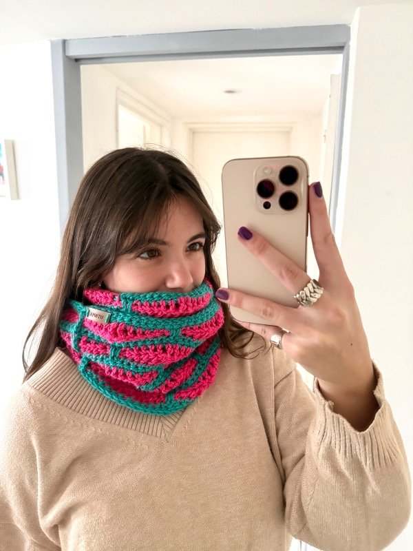 Producto - Cuello Infinito Fucsia y Verde - 1