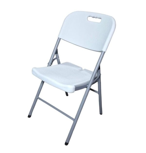 Producto - Silla plegable -metal y plastico -con manija de transporte -white -Noganet