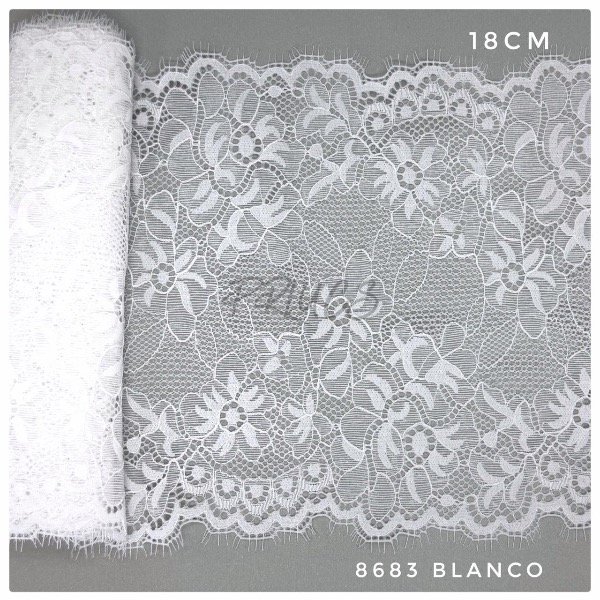 Producto - 8683 PUNTILLA ELASTIZADA BLANCA 18 cm