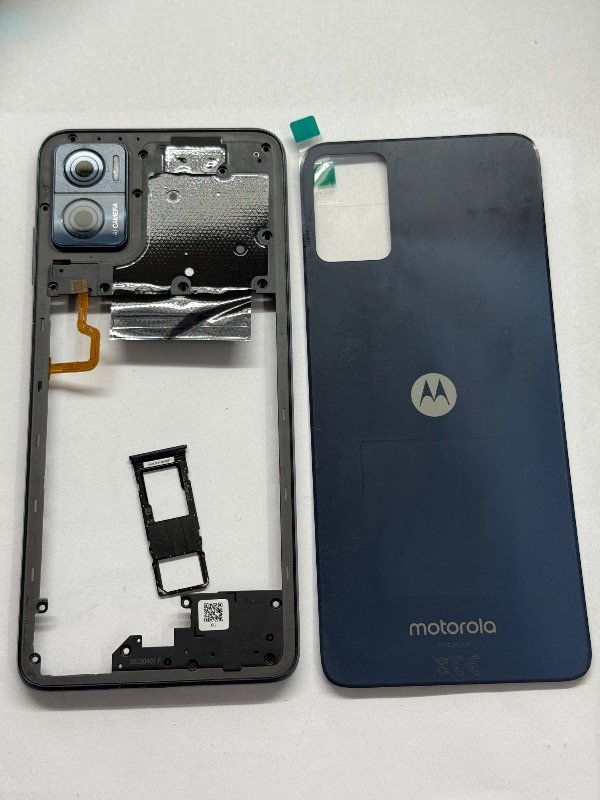 Producto - TAPA+MARCO MEDIO+HUELLA+PORTASIM DE EQUIPO MOTO E22 AZUL
