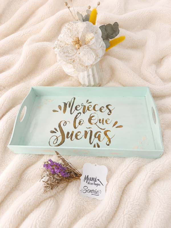 Producto - Bandeja 32x18 cm. Deco con frase mod 2