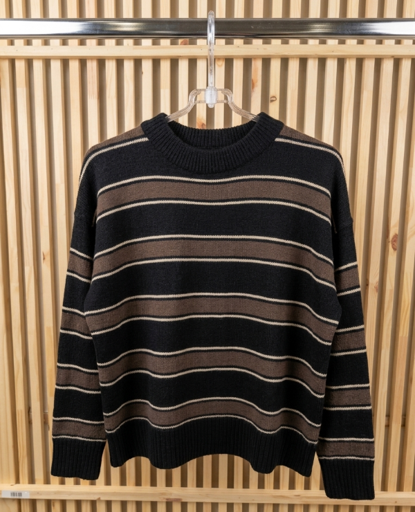 Producto - Sweater raya gruesa negro y choco - 0