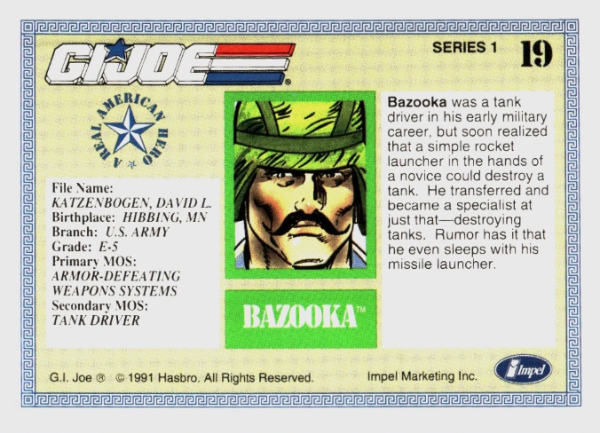 Producto - 1991 Impel G.I. Joe #19 - Bazooka - 1