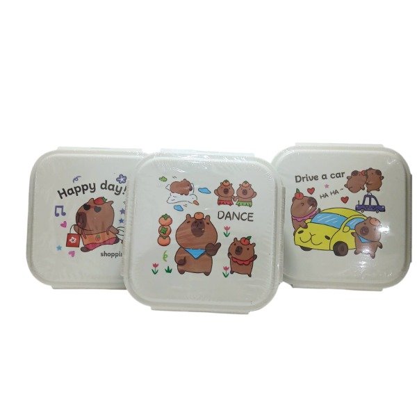 Producto - Lunchera cuadrada más cubiertos capibara