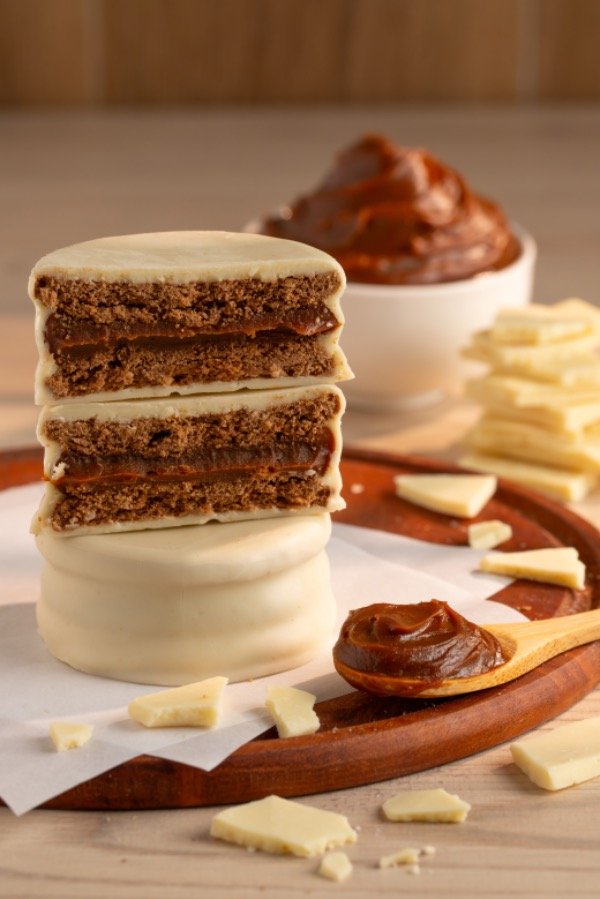Producto - Alfajor de Dulce de leche con chocolate Blanco
