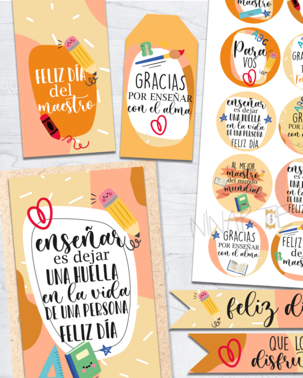 Producto - KIT IMPRIMIBLE ETIQUETAS DIA DEL MAESTRO Y SEÑO I