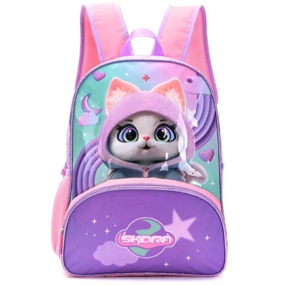 Producto - Mochila skora gatito rosa/lila