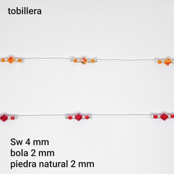 Producto - TOB #FP - Tobillera piedra natural y cristal sw con bola 2mm (DOLAR)