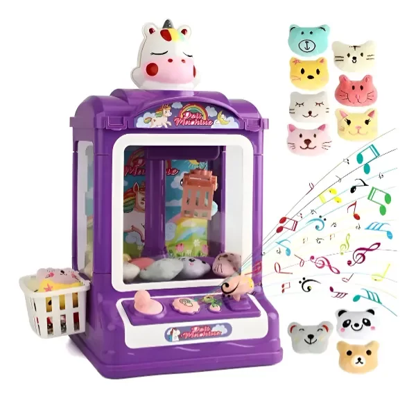 Producto - MAQUINA ATRAPA PELUCHE CON LUZ Y SONIDO A PILA EN CAJA 22X29X18CM