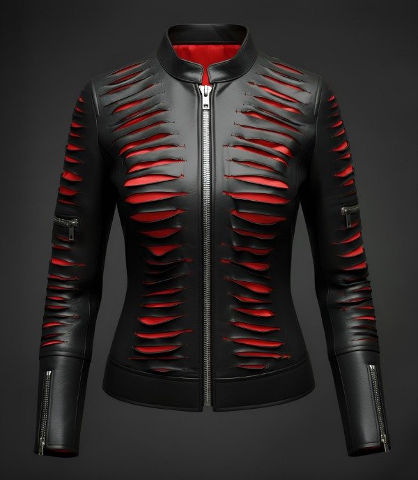 Producto - Campera Gore Tajeada Cuero Eco Mujer Black Red Ahle