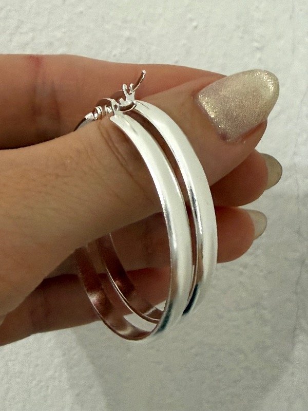 Producto - AB1654 Aros argollas bombé acero blanco