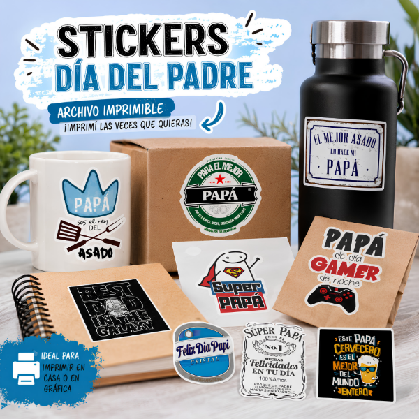 Producto - Stickers día del padre (15 modelos) - ARCHIVO DIGITAL