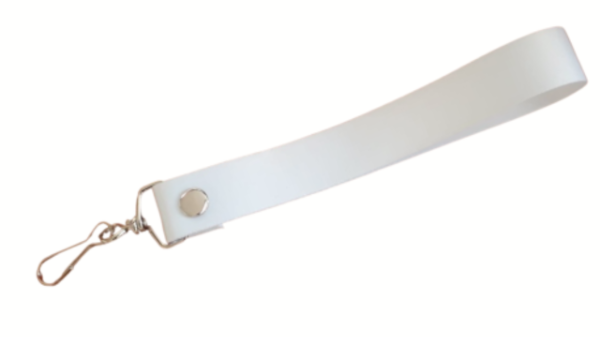 Producto - Llavero Corto Cinta Lanyard Color Blanco con Mosqueton Metálico SUBLIMABLE