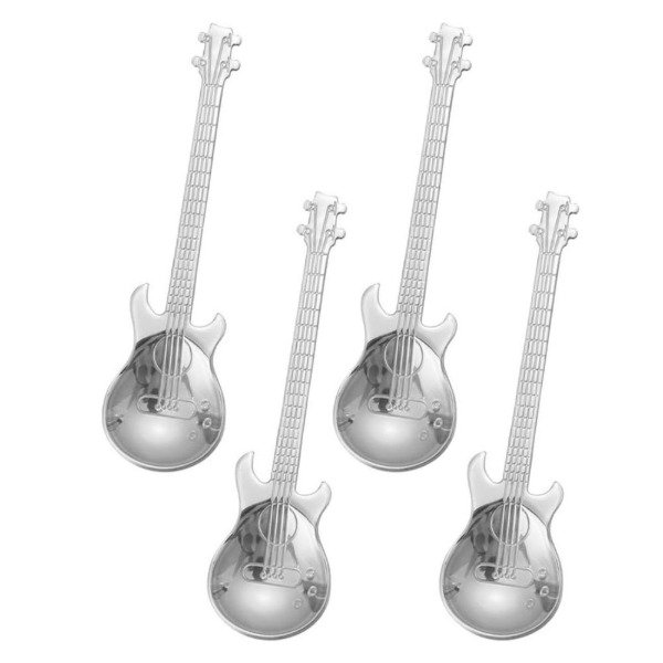 Producto - Set X4 Cucharitas Plateada Guitarra Cafe Te Acero Inoxidable