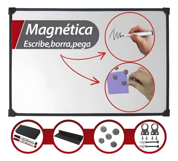 Producto - Pizarra Blanca 80x120cm Premium + 2 Marcadores + Borrador