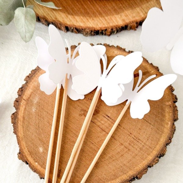 Producto - Toppers Mariposas Blancas x 6