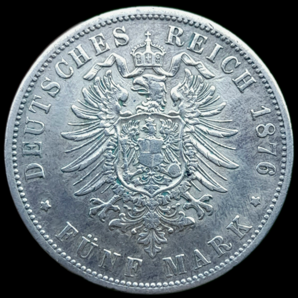 Producto - Alemania 5 Marcos 1876 Kaiser Guillermo I Plata Km#1246 VF