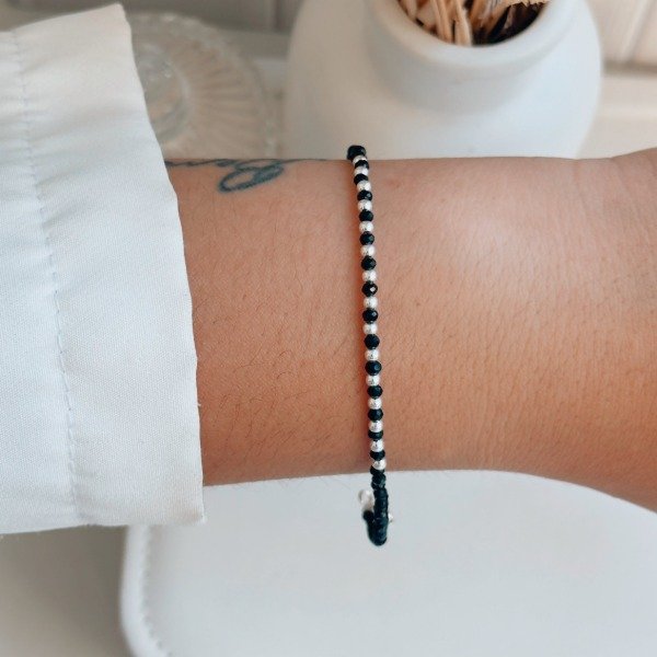 Producto - Pulsera Malena Negra Plata 925
