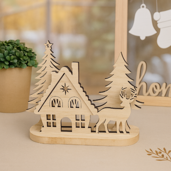 Producto - Adorno con vela aldea navideña