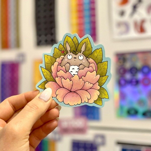 Producto - Sticker die cut Vinilo Totoro botánico