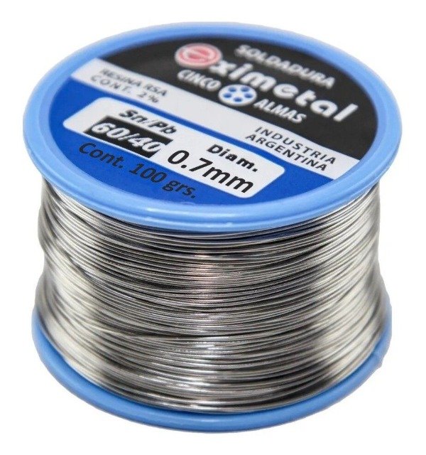 Producto - Rollo de Estaño Eximetal 60/40 de 0,7 mm 100 Grs