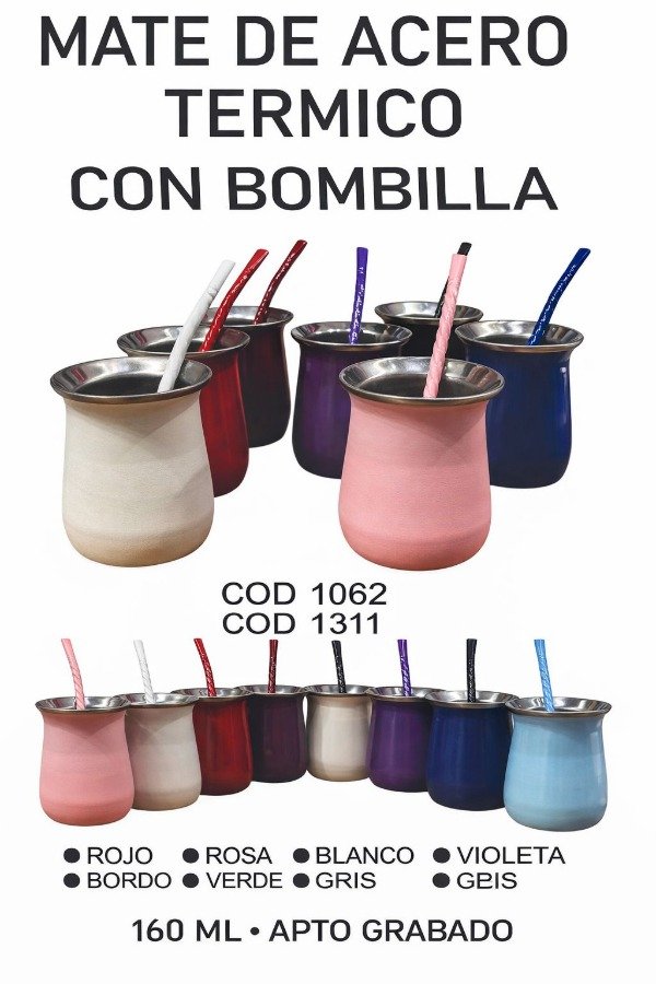 Producto - MATE DE ACERO + BOMBILLA ALU