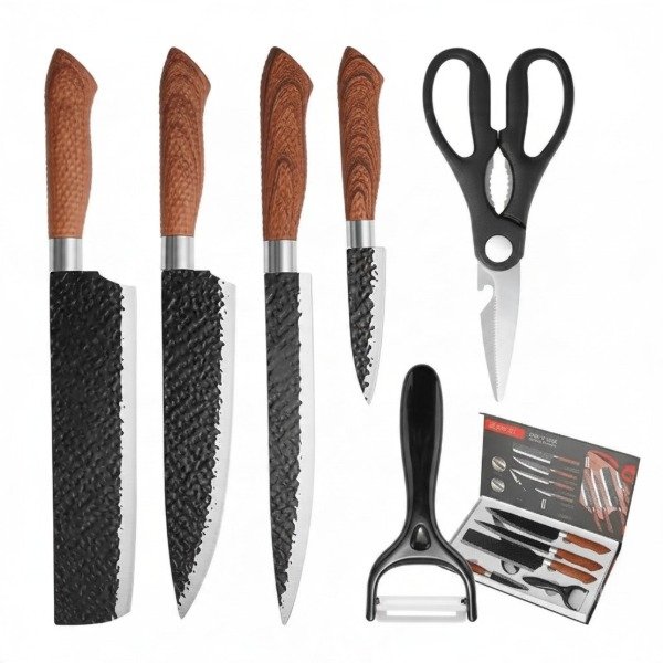 Producto - SET DE CUCHILLOS DE COCINA POR 6 PIEZAS ACERO INOX 32CM - 1